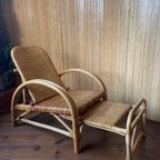 Vintage Boho Rotan Ligstoel Lounge Chair '60 Verstelbaar thumbnail 7