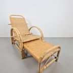 Vintage Boho Rotan Ligstoel Lounge Chair '60 Verstelbaar thumbnail 5