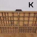 Brocante, Bruine Antieke Houten Letterbak, Wanddecoratie K thumbnail 10