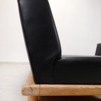 Brutalist Style Sofa Set In Black Leather thumbnail 5