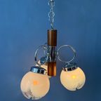 Mazzega Murano Kroonluchter / Space Age Glazen Hanglamp / Mid Century 70S Vintage Plafondlamp thumbnail 4