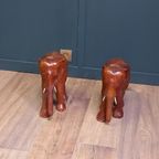 2x Antieke Houten Olifant P/st. thumbnail 3