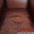 Karaktervolle Set Van 2 Vintage Schapenleren Armchairs Met Warme Kleuren En Een Mooi Patina thumbnail 6