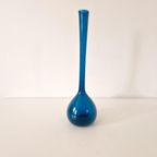 Vintage Petrol Blauwe Glazen Vaas Fles Vaasje Jaren 60 thumbnail 4
