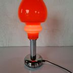 Italiaanse Design Tafel Lamp Chroom En Glas Rood Vintage. thumbnail 6