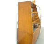 Fineer Toonbank, Winkel Vitrine Met Schuifdeuren, Vintage Vitrinekast thumbnail 7