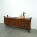 Hout Met Bamboe Dressoir Met Lades, Vintage Sideboard thumbnail 11