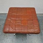 Vintage Voetenbank Leren Patchwork Buizenframe Voetenbankje thumbnail 4
