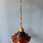 Kleine Bloemvormige Hanglamp In Art-Decostijl In Rood/Bruine Kleur thumbnail 8