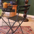 Vintage Donkergroene Metalen Bistroset thumbnail 14