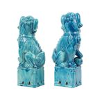 Groot Koppel Foo Dogs Tempelleeuwen Turquoise Keramiek 25cm thumbnail 6