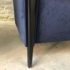 2 Vintage Durlet Fauteuils In Blauw Fluweel (1990s) thumbnail 9