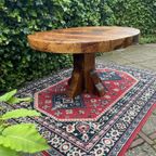 Vintage Brutalist Massief Eiken Houten Eettafel thumbnail 5