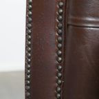 Karaktervolle, Correct Afgewerkte Vintage Rundleren Engelse Chesterfield 3 Zits Bank thumbnail 15