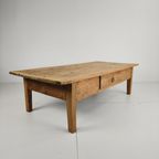 Antieke 19e Eeuwse Franse Boeren Salontafel Van Eikenhout thumbnail 2