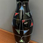 Black Glass Vase With Enamel Decoration By Veb Wasungen 1970S thumbnail 10