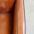 Set Van 2 Mooie, Cognac Kleurige, Schapenleren Art Deco Fauteuils thumbnail 10