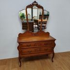 Brocante Vintage Kaptafel Make-up Tafel Met Drieluikspiegel thumbnail 2