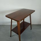 Vintage Plantentafel Bijzettafel Trolley Met Messing Inlay En Wieltjes thumbnail 7