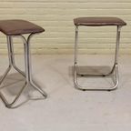 Set Van 2 Vintage Chrome En Vinyl Kruks Krukjes thumbnail 11