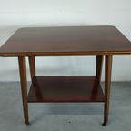 Vintage Plantentafel Bijzettafel Trolley Met Messing Inlay En Wieltjes thumbnail 5