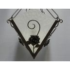 Art Deco Hanglamp Met 4 Gewolkte Glazen Platen thumbnail 10