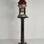 Unieke Vintage Tinnen Lamp Met Uurwerk thumbnail 10