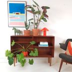Vintage Deens Vakken Kastje Boeken Teak Hout Fineer thumbnail 3