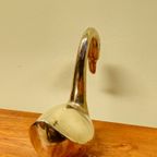 Grote Vintage Xl Messing Zwaan Zwaantje Vogel Groot thumbnail 5