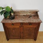 Vintage Frans Dressoir Commode, Ladekast Badkamermeubel Marmer Blad 115 thumbnail 3