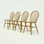 Set Of 4 Scandinavian Spindle Back Dining Chairs In Style Of Akerblom 1960s thumbnail 3