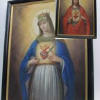 Koppel Antieke Schilderijen Uit Klooster, Maria En Christus thumbnail 2