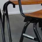 Set Van 4 Leuke Vintage Jaren ’60 Dutch Design Marko School/Kantine/Eetkamerstoelen Met Armleunin thumbnail 11