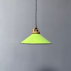 Groen Emaille Hanglamp Met Messing Armatuur thumbnail 2