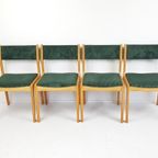 4 Vintage Danish Dining Chairs Findah Eiken Donkergroene Rib thumbnail 8