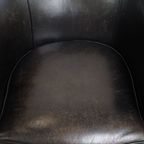 Unieke En Subtiele Zwart/ Grijze Schapenleren Clubfauteuil Met Een Mooi Patina thumbnail 6