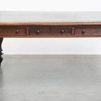 Grote, Unieke En Antieke Victoriaanse Engelse Eikenhouten Schrijftafel / Partner Desk thumbnail 2