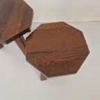 Massief Eiken Houten Brutalist Tafeltjes. thumbnail 4