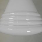 Art Deco Hanglamp Met Geribbelde Witte Bol, Jaren 30 thumbnail 13