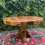 Vintage Brutalist Massief Eiken Houten Eettafel thumbnail 3