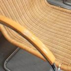 Set Van 4 Vintage Riet En Chroom Design Eetkamerstoelen thumbnail 9