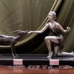 Beeldje "Meisje Met Een Geit". Art Deco. thumbnail 2