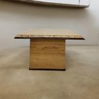 Vintage Travertin & Brass Coffee Table / Salontafel By Fedam thumbnail 2