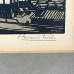 Vintage Houtsnede Door Henri Wils 69864 thumbnail 5