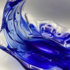 Vintage Glazen Schaal Mand 50's Blauw Lux Glass Faconne Main Austria thumbnail 8