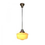 Art Deco Hanglamp Met Witte Glazen Kap, Jaren 30 thumbnail 3