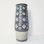 Large Marianne Starck For Michael Andersen And Sons Stoneware Vase With Gray And Blue Patterned G thumbnail 6