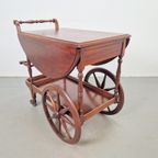 Vintage Spindle Bar Cart Hout Trolley 1970 Italië Side Table thumbnail 11