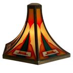 Art Deco / Amsterdam School - Stained Glass Wall Sconce - Bronze Frame - In The Style Of Tuschins thumbnail 10