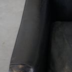 Luxe Zwarte Generfde Rundleren Fauteuil/Armchair Met Een Diepe Zit En Een Correcte Afwerking thumbnail 8